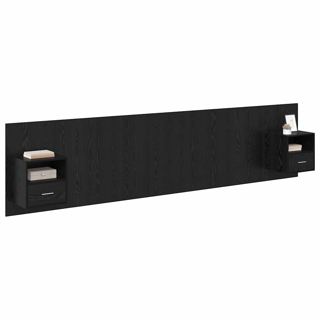Headboard with Cabinets 3 pcs Black Oak Effect Wood Based Material