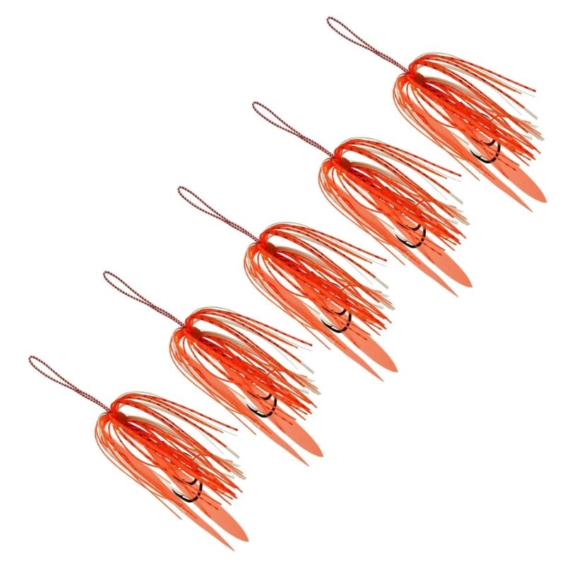 5 Pack High Carbon Steel Double Jigging Assist Hook Saltwater Fishing Hook Replacement Hook Vertical Jigs Lures Hook Set