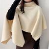 Tooxika Women's Autumn And Winter Irregular High Collar Cape Casual Warm Solid Color Wool Shawl
