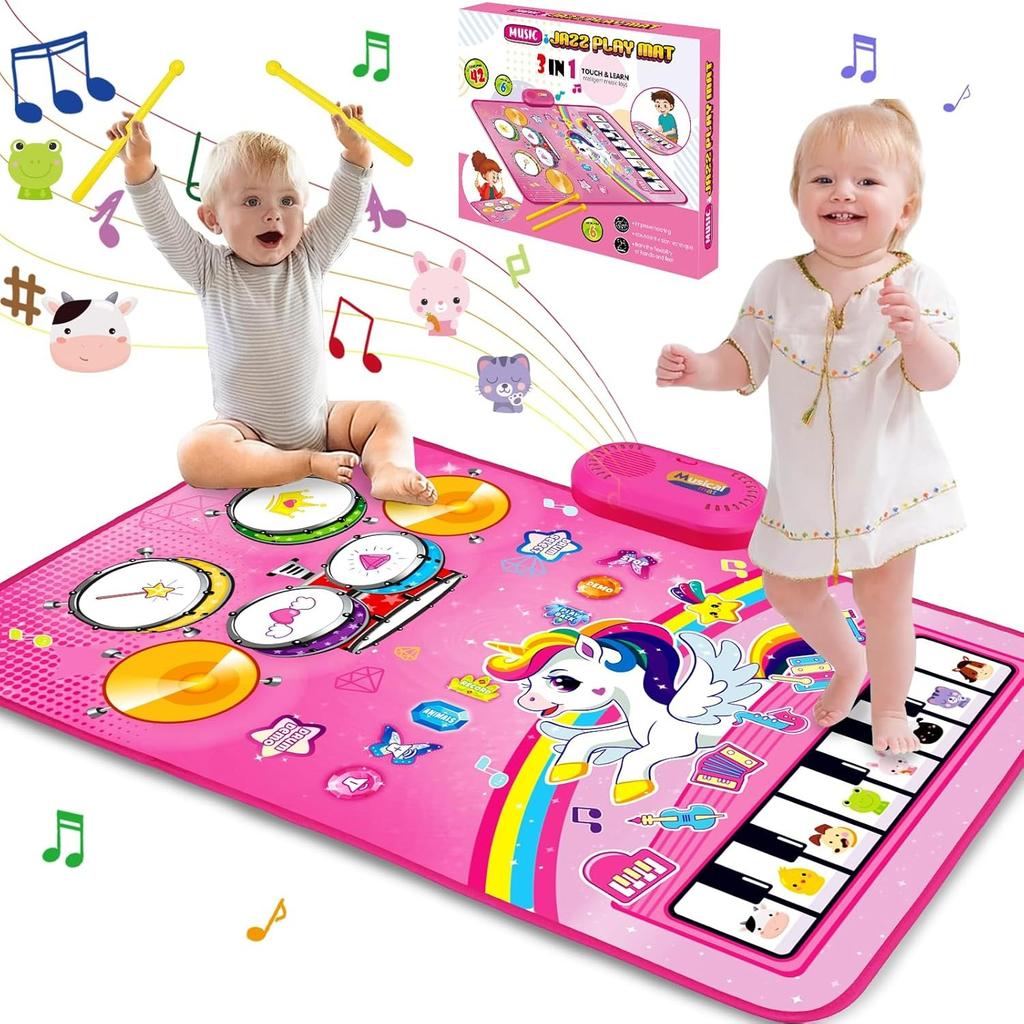 Toys for 1 Year Old Girl Gifts: Baby Music Mat Toddler Toys Piano Drum Animal Touch Unicorn Toy - Infant Musical Toy 12-18 Months Babies