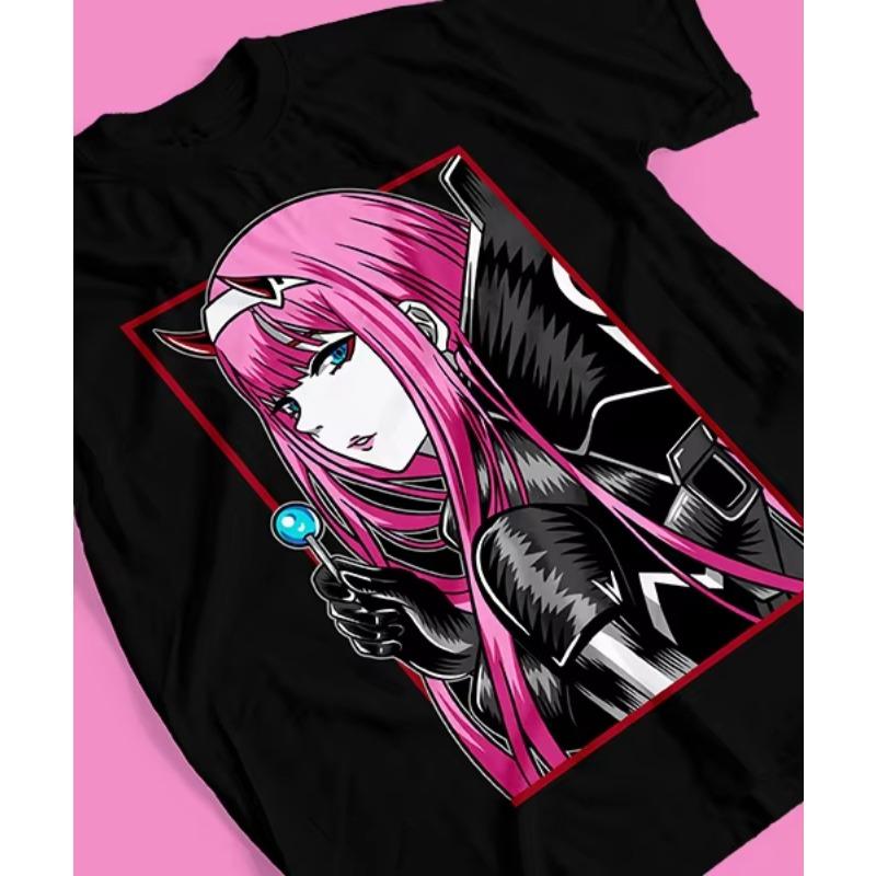 Летняя Хит Продаж Футболка для Аниме Zero Two Аниме Мужская С Круглым Вырезом С Коротким Рукавом