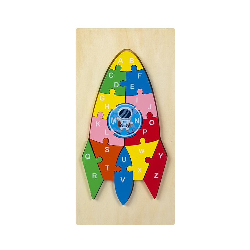 Kids Educational Wooden Animal Digital 3d Puzzle Early Learning Toy