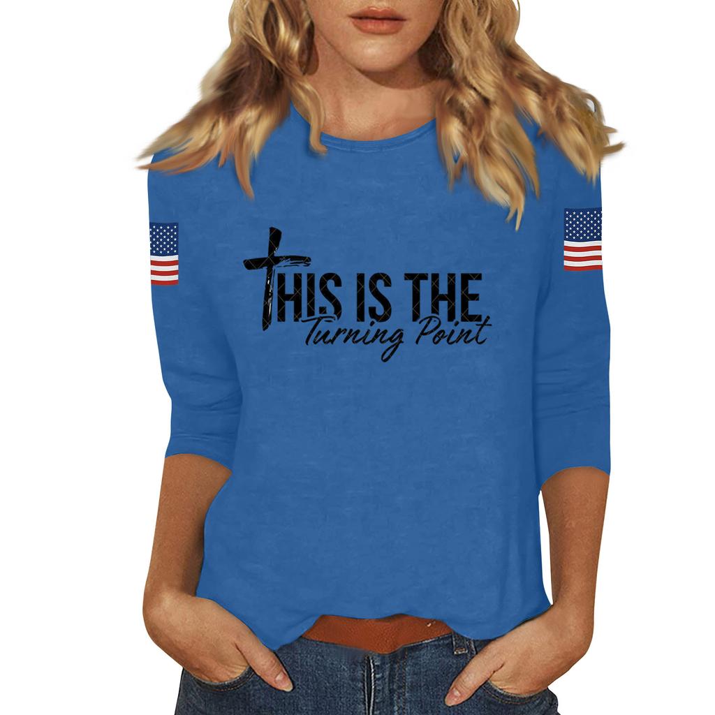 Women's Casual Fashionable Sexy Comfortable Neck Three-Quarter Sleeve Top