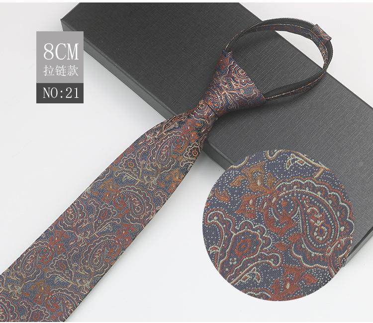 Business Zipper Men'S Work Meeting Banquet Host Easy Pull No Knot Stripes Professional Suit Gentleman'S Tie