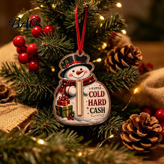 Acrylic Christmas Ornament Money Holder Ornament, Stocking Cash Gift Hanging Decor Decorative Storage Pendant for Tree, Festive with Surprise