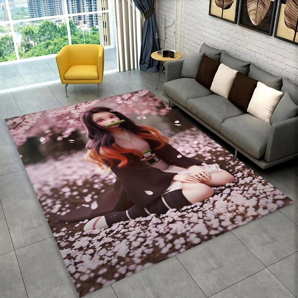 Камадо Незуко Demon Slayer Аниме Коврик, Ковер для гостиной Детская Спальня Диван Коврик Декор, Детский Нескользящий Коврик