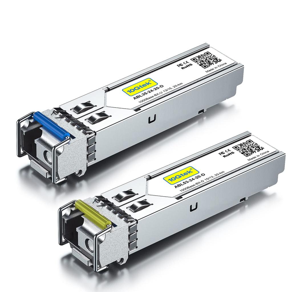10Gtek 1000Base-BIDI SFP-модуль, Однопортовый 1,25G SFP Bidi Оптический трансивер, SMF 1550 нм/1310 нм, до 20 км, Совместим с Cisco, Ubiquiti UniFi,