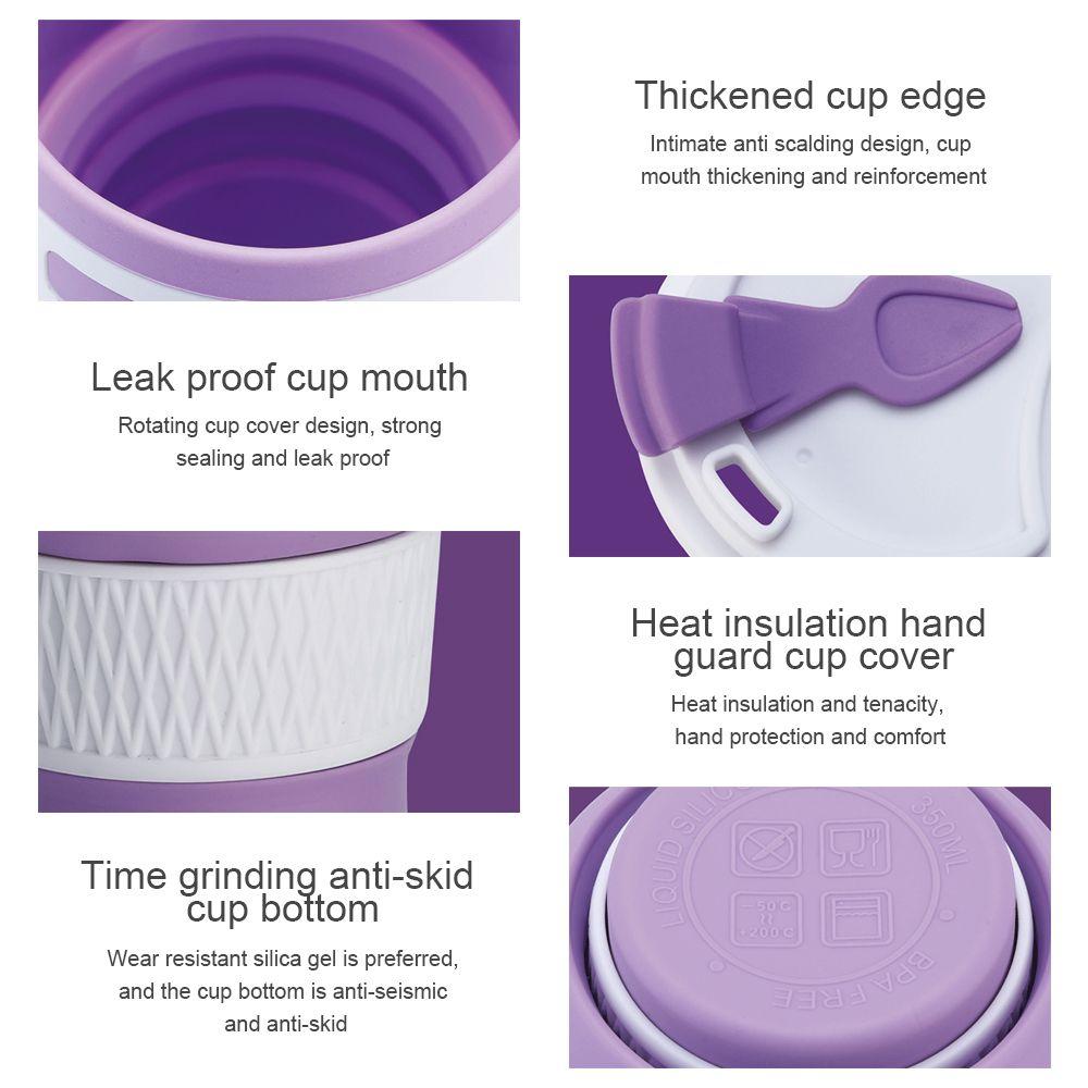 350 мл пищевые походные складные стаканы для воды для кемпинга на открытом воздухе складные силиконовые кружки для чая и кофе с крышкой