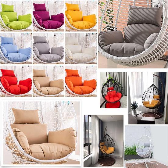 Подушка только для кресла-яйца, Сменная подушка сиденья для подвесного кресла-качалки для улицы, Утолщенный водонепроницаемый моющийся чехол для подушки кресла-гамака с подголовником