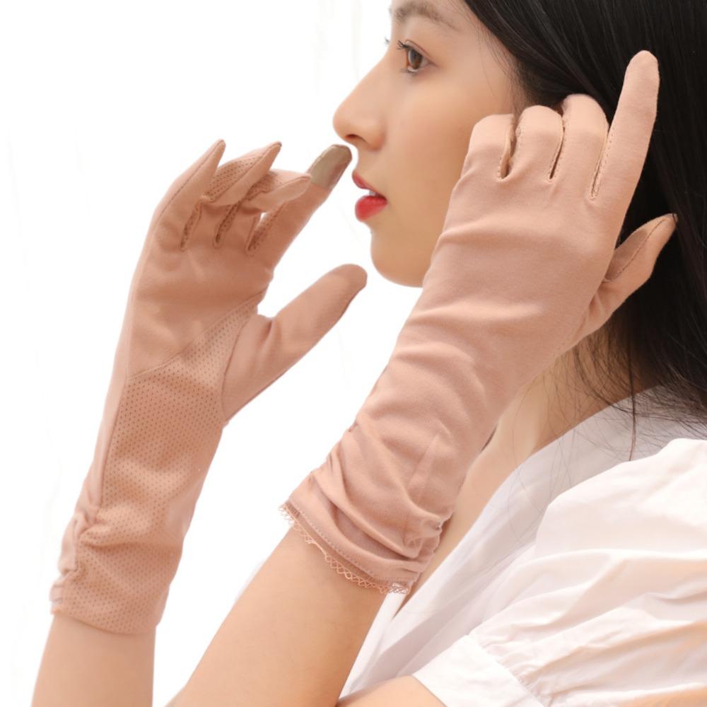 Mid-length Women Gloves Anti-UV Sunscreen Gloves Fashion Mittens Outdoor Riding
