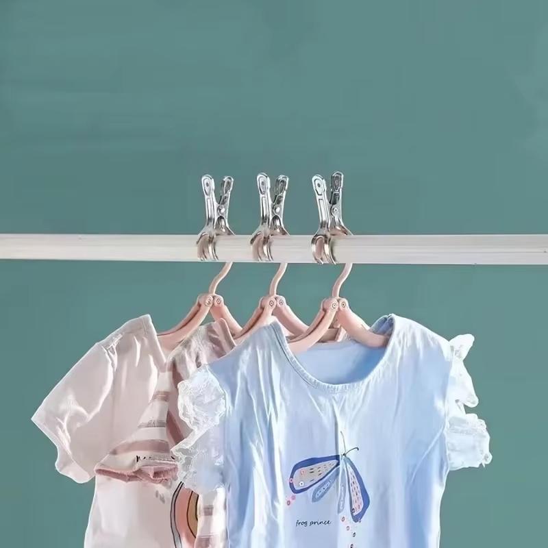 5Pcs Non-Slip Windproof Stainless Steel Laundry Clips Durable for Socks Towels Home Bathroom Balcony Use