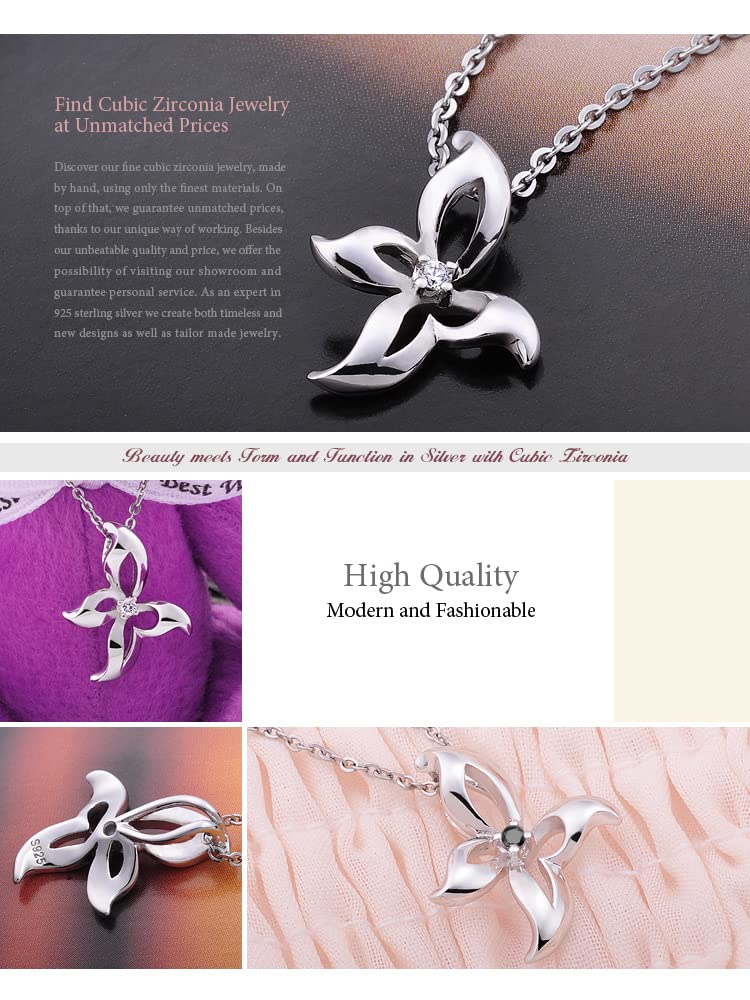 Ashley Jewelry Стерлинговое серебро 925 пробы Подвеска-ожерелье с бабочкой и лентой - Простой дизайн - Подарок для женщин (черный)