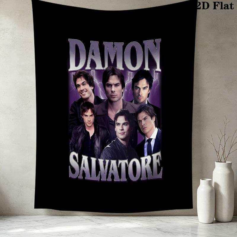 Damon Salvatore Wall Tapestry Aesthetic Wall Hanging Printed Fabric Blanket Decorative Tapestries For Bedroom Living Room Home Decor