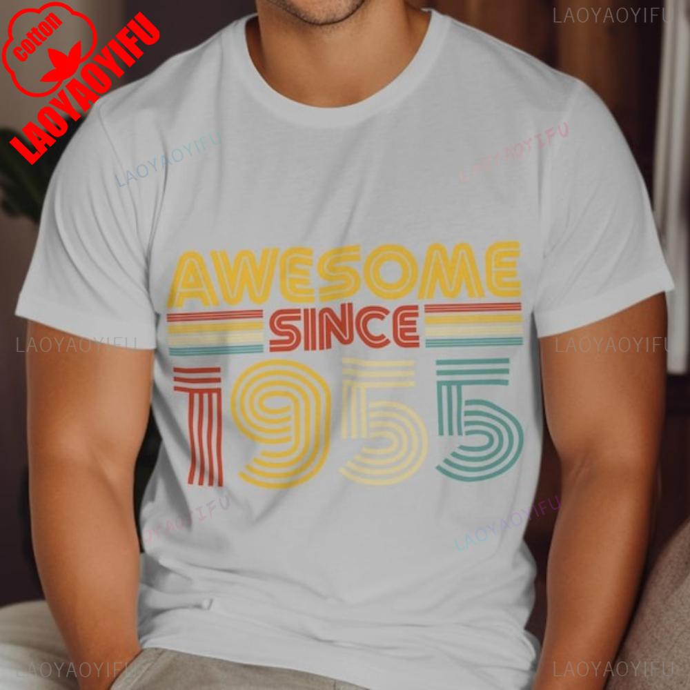 Awesome Since 1955 Year Classic Printed Tshirt Tops Personalised Birthday Gift Retro Tee Unisex Cotton Colorful Design TShirt