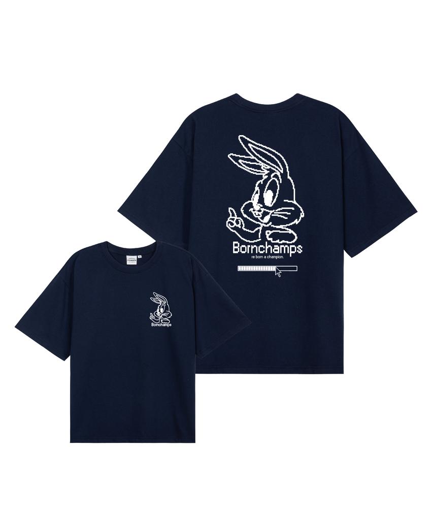 BORN CHAMPS [11 Colors] Pixel Bunny Oversized Short Sleeve T-Shirt B25St41 (A Type)