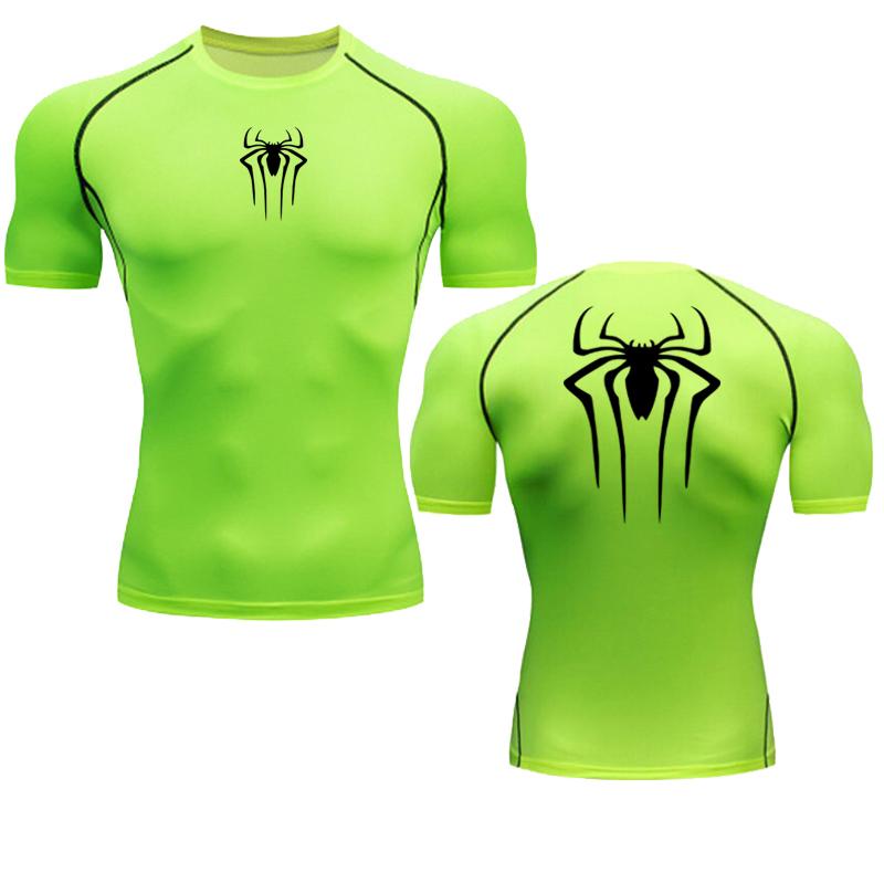 Printed Men's Athletic Compression Shirts Athletic Quick Dry Breathable Rash Guard Athletic Tight Workout Tops Summer Men