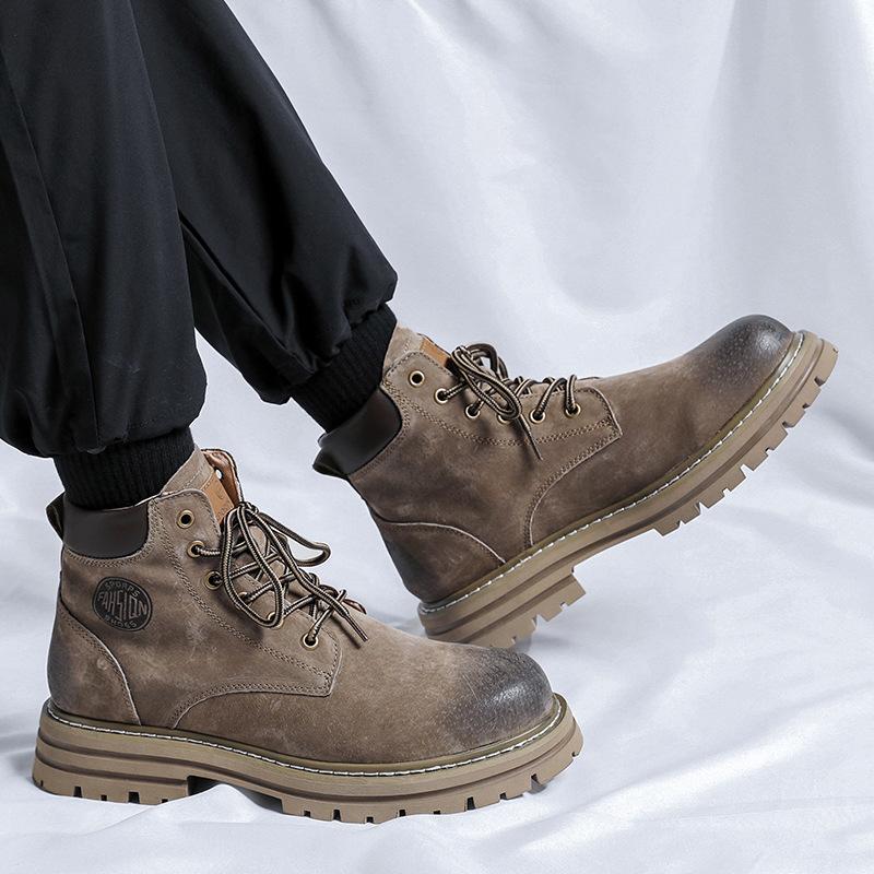 Ботинки из ревеня мужские 2024 Мартин британский стиль высокий верх не гнилая подошва летние дышащие весенне-осенние мужские туфли 2345-P