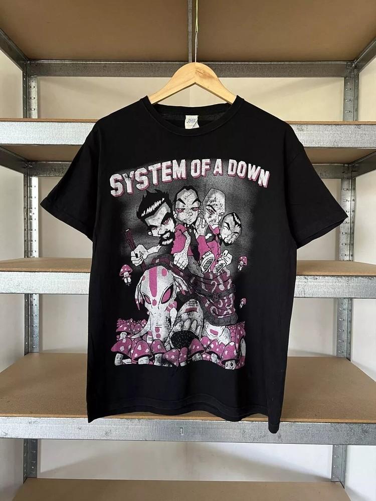 System of a Down Редкий Дизайн Группы Черная Унисекс Футболка Перепечатка S-5XL Унисекс Футболка