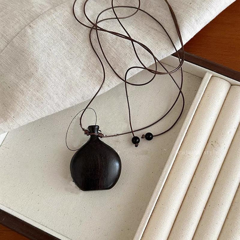 1 шт. Кулон-фляга для вечеринок Деревянное Модное Длинное Ожерелье Повседневные Украшения для Женщин Элегантное Регулируемое Винтажное Этническое