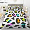 Leopard Print Duvet Cover Set Queen Size Girl Colorful Cheetah Print Bedding Set Polyester Wild Animal Theme Comforter Cover Set