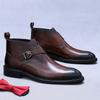 Новые британские ботильоны мужские из натуральной кожи черного кофейного цвета, дышащие, модные, с пряжкой, на ремне, мужские формальные туфли