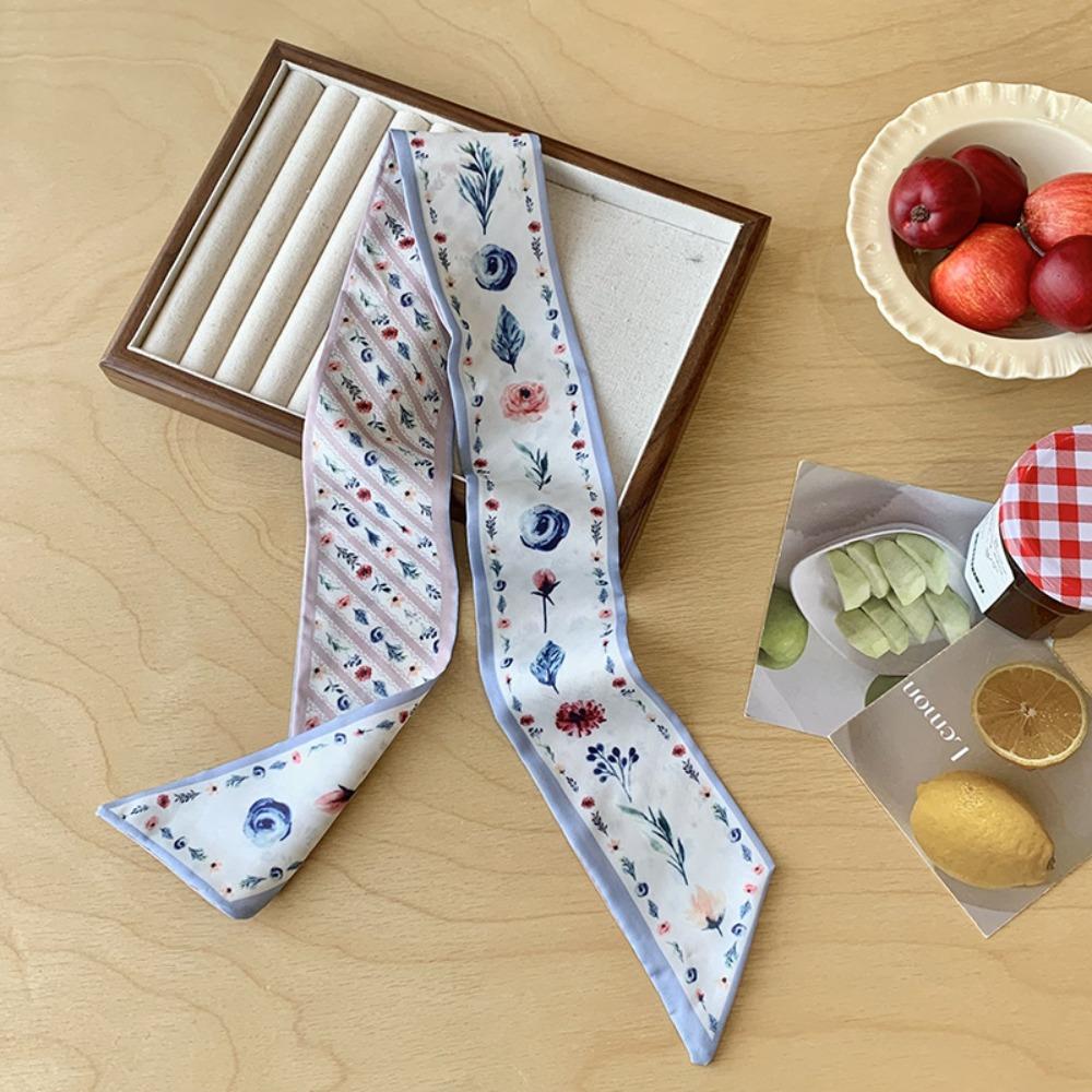 Retro Floral Scarf Ribbon Long Scarves Luxury Scarf Headband Dress Decor