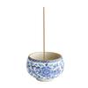 Ceramic Incense Holder, Incense Burner, for Mini Buddhist Altars, Retro Chinese Design, Ru Kiln-style Blue and White Floral Pattern