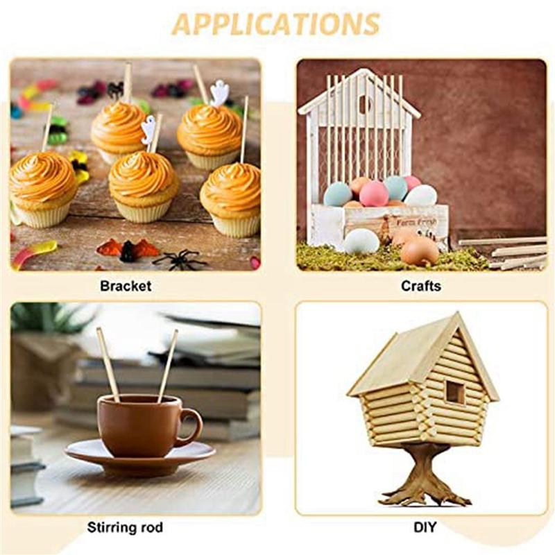 ABJI-200 Pieces Dowel Rods Wooden Dowel Rod Craft Wood1/8,3/16,1/4,5/16,3/8X6inch Sticks For Crafting DIY Wedding Ribbon Wand
