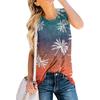 Женская повседневная футболка без рукавов с круглым вырезом и гавайским принтом