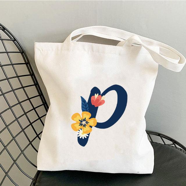 Алфавит Цветочный дизайн Литературные книги Сумка Многоразовая сумка для покупок Женские парусиновые сумки на ремне Модные женские сумки Повседневные сумки