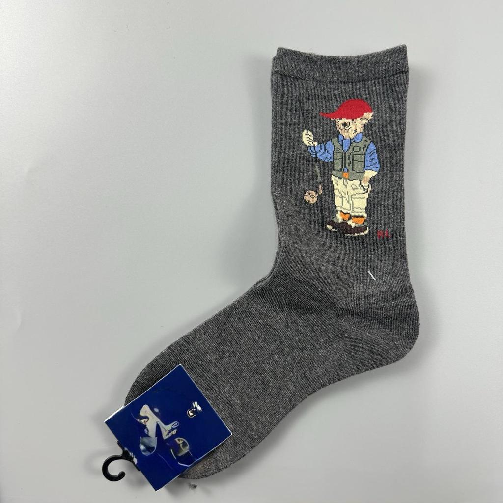 Осенне-зимние женские модные повседневные носки до середины икры с узором медведя