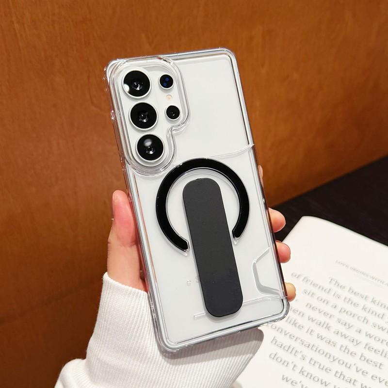Phone Case With Stand S26 Ultra S25 Magnetic Clear PC Protective Cover Anti-drop Heat Dissipation Anti-scratch