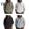 Comfortable Gym Sports Tops Men Cotton Linen Hoodie, Long Sleeve Hooded Sweatshirt with Button Mens Beach Vacation Apparel Neck, Casual Pullover Shirt
