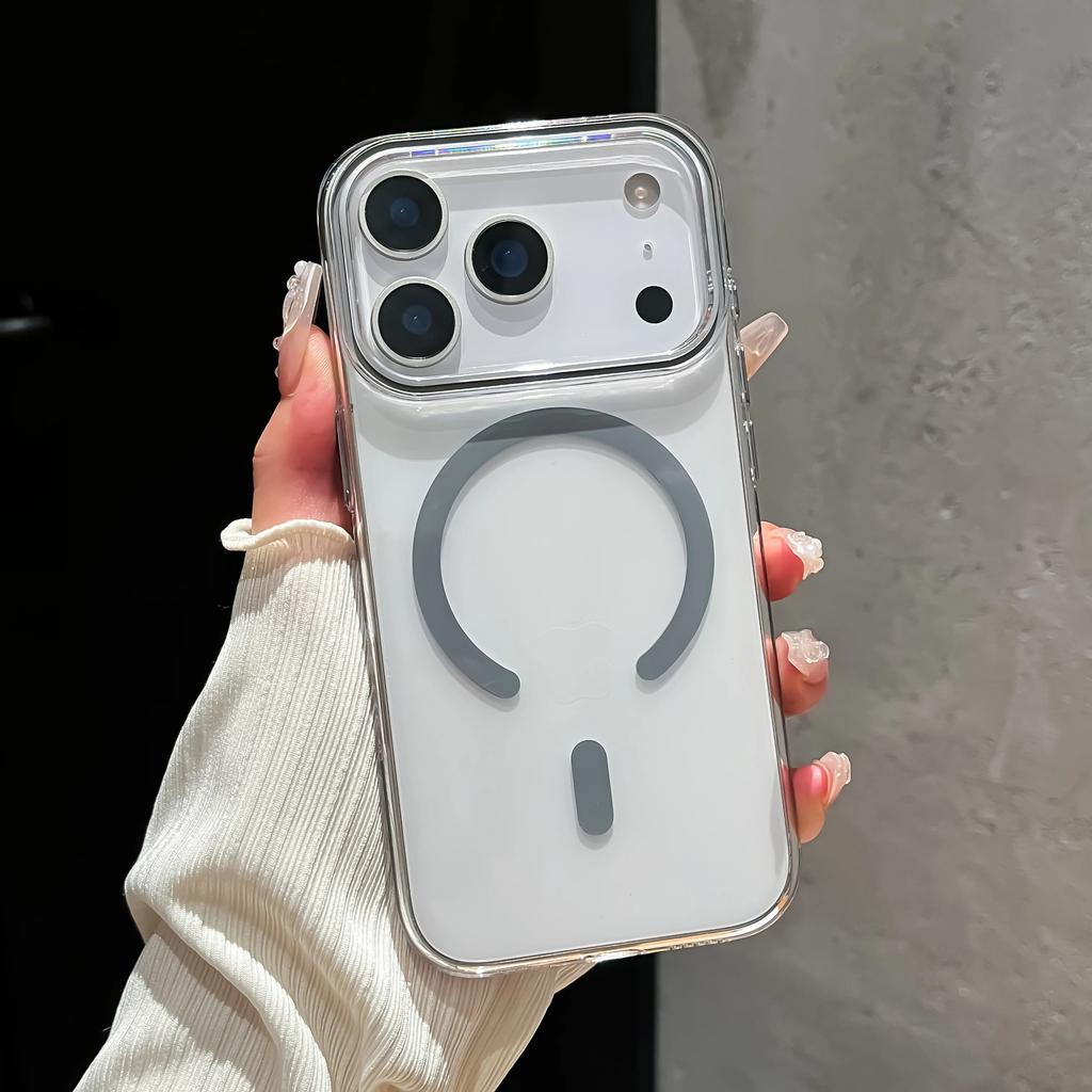 Цветной Жесткий Бампер Для Чехла Для Для Iphone 17 Pro Max Air 11 12 13 14 15 16 Plus Магнитная Беспроводная Зарядка Прозрачная Крышка