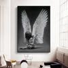 Черно-белый постер с крыльями ангела и гравюра для девочки-ангела, настенное искусство, современное украшение для дома