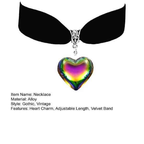 Готическое ожерелье-чокер в форме сердца, черное бархатное колье, регулируемая длина, гальванизированный символ любви, винтажное рождественское украшение на шею, подарок для женщин