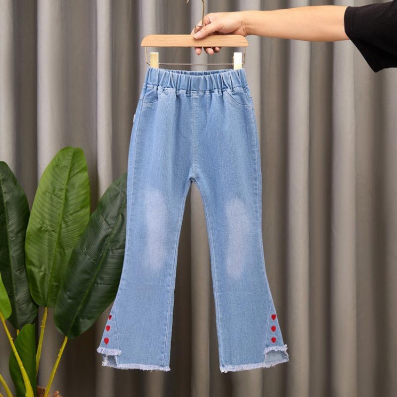 Children's Denim Pants Spring and Autumn Girls Flared Casual Long Pants