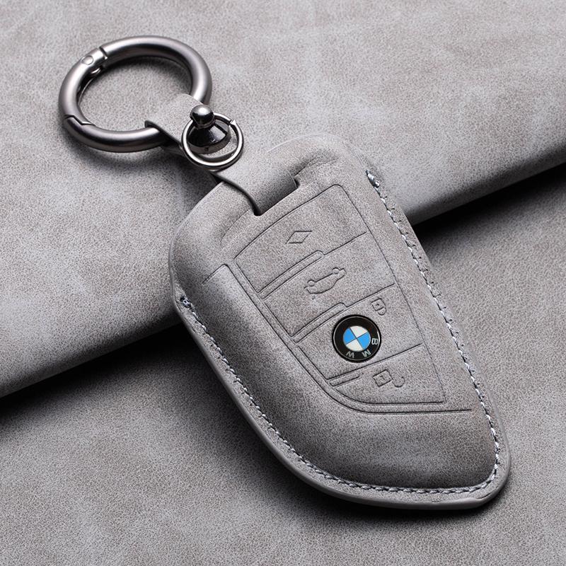 KWYP9 Hot 2025 Suede Leather Car Key Case Cover Shell Fob For BMW X1 X3 X5 X6 X7 1 3 5 6 7 Series G20 G30 G11 F15 F16 G01 G02 F48 Acce