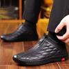 Осенне-зимние новые мужские бархатные теплые модные кожаные туфли, модные универсальные повседневные туфли из хлопка с одной педалью