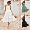 Strapless Beach Maxi Dress for Women Fashion Spring Summer New Women Casual Solid Corset Waist Dress Women Long White Dress