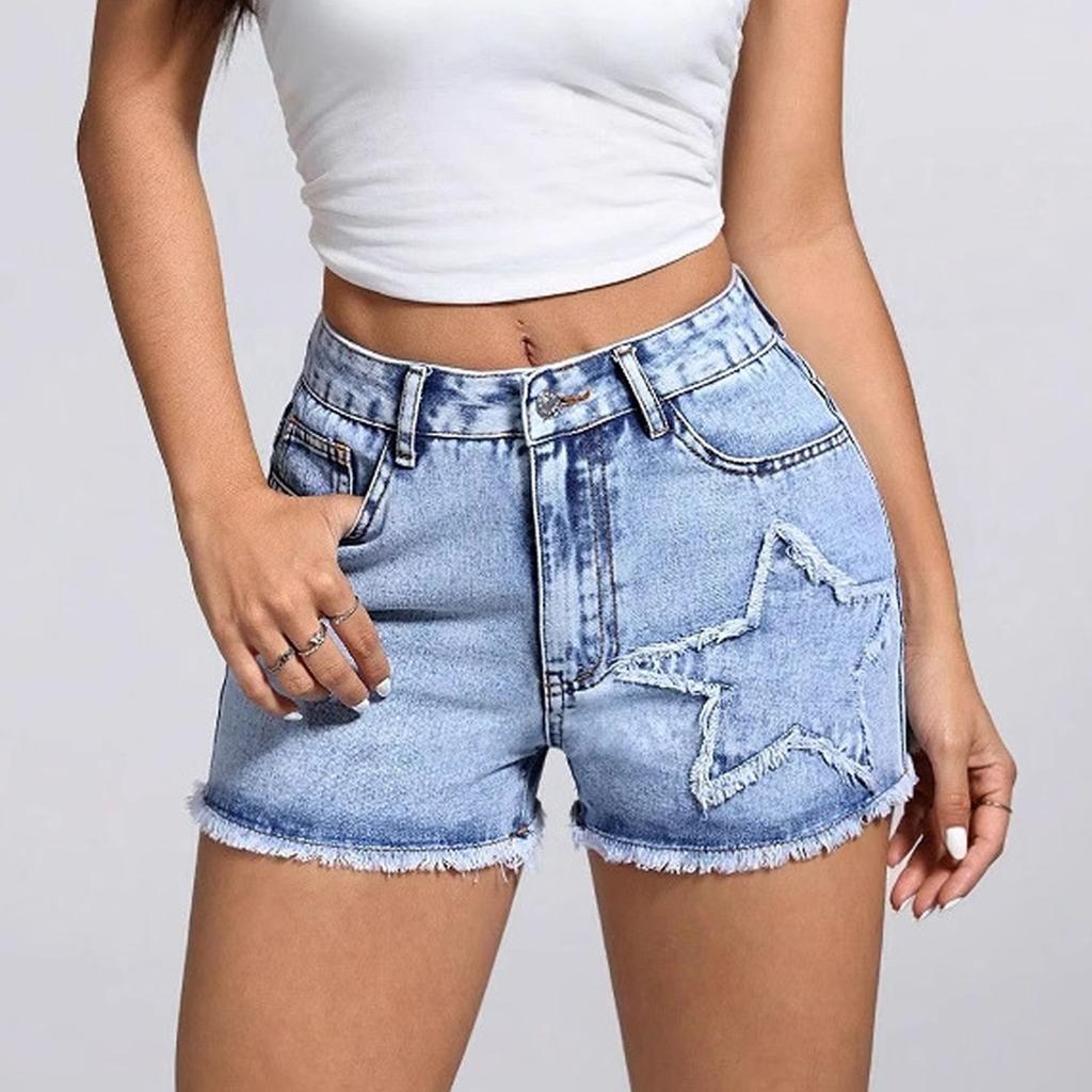 Женские удобные модные повседневные шорты из эластичного денима