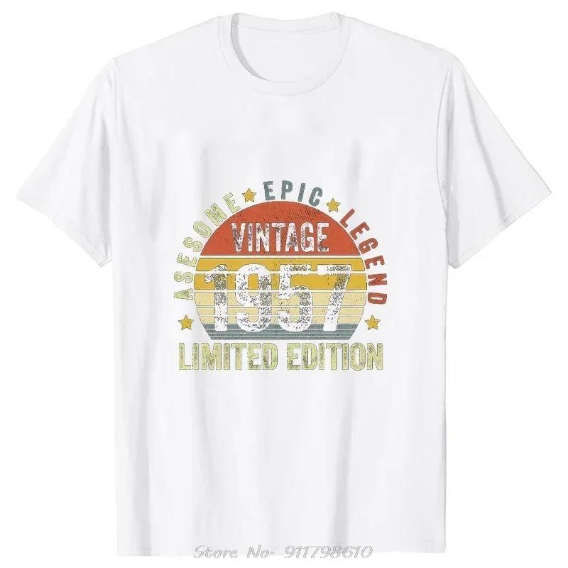 Винтажная футболка ограниченной серии 1957 года, футболка для мужа и жены, уличная одежда Харадзюку, подарки на день рождения, футболка с круглым вырезом, мужская одежда