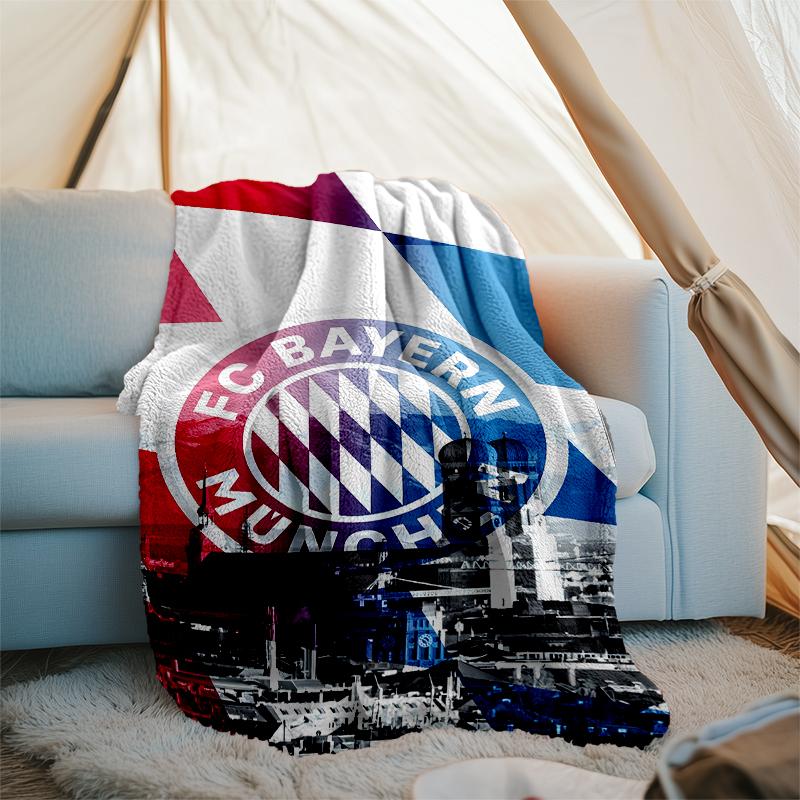 FC Bayern München logo printed throw blanket—soft,warm;versatile blanket for all seasons—perfect as &air-conditioning throw,nap blanket