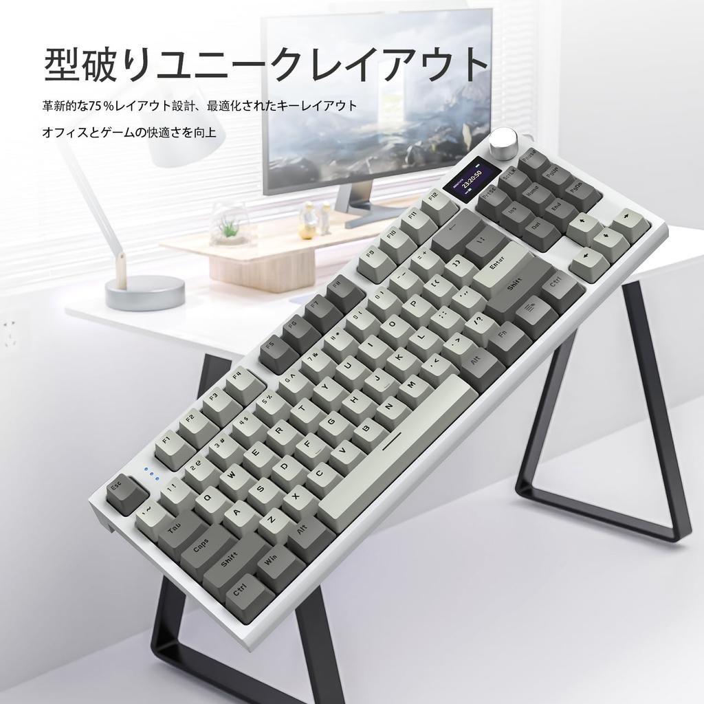 Игровая клавиатура ATTACK SHARK x AJAZZ K86 Беспроводная клавиатура Bluetooth Беспроводная Линейная Цветной TFT-экран Ручка Структура «Синий кит» Горячая точка Японская