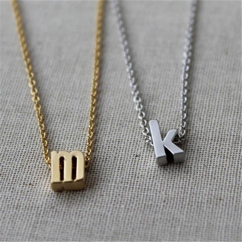 Kids Tiny Initial Alphabet Letter Necklace Custom 26 English A-Z Cursive Birthday Baby Name Necklace Letters Children