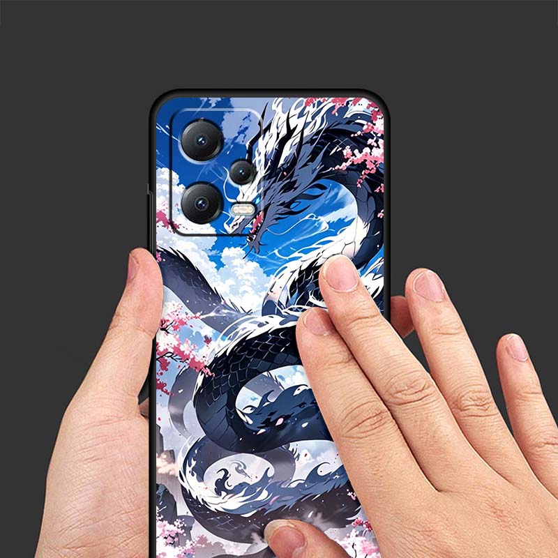 Чехол для телефона с дизайном дракона в стиле аниме для Xiaomi Redmi Note 15 14 13 12 12S 11E 11 11S Pro Plus 4G 5G, черный, мягкий ТПУ
