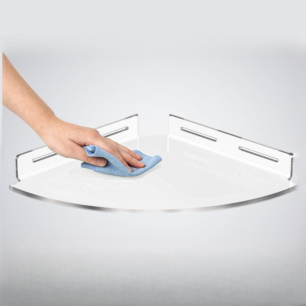 2 PCS Transparent Corner Shelf Wall Mounted Shower Storage Rack Corner Shower Shelf Dorm Home