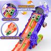 1 Set Dinosaur Swallow Truck Toy with Small Alloy Car Foldable Track Portable Handle Inertial Drive Dinosaur Container Carrier Vehicle Toy Boys Girls