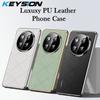 KEYSION Luxury Grid Pattern PU Leather Case for HONOR X9c Plating Hard PC Shockproof Phone Back Cover for Huawei Honor X9c 5G