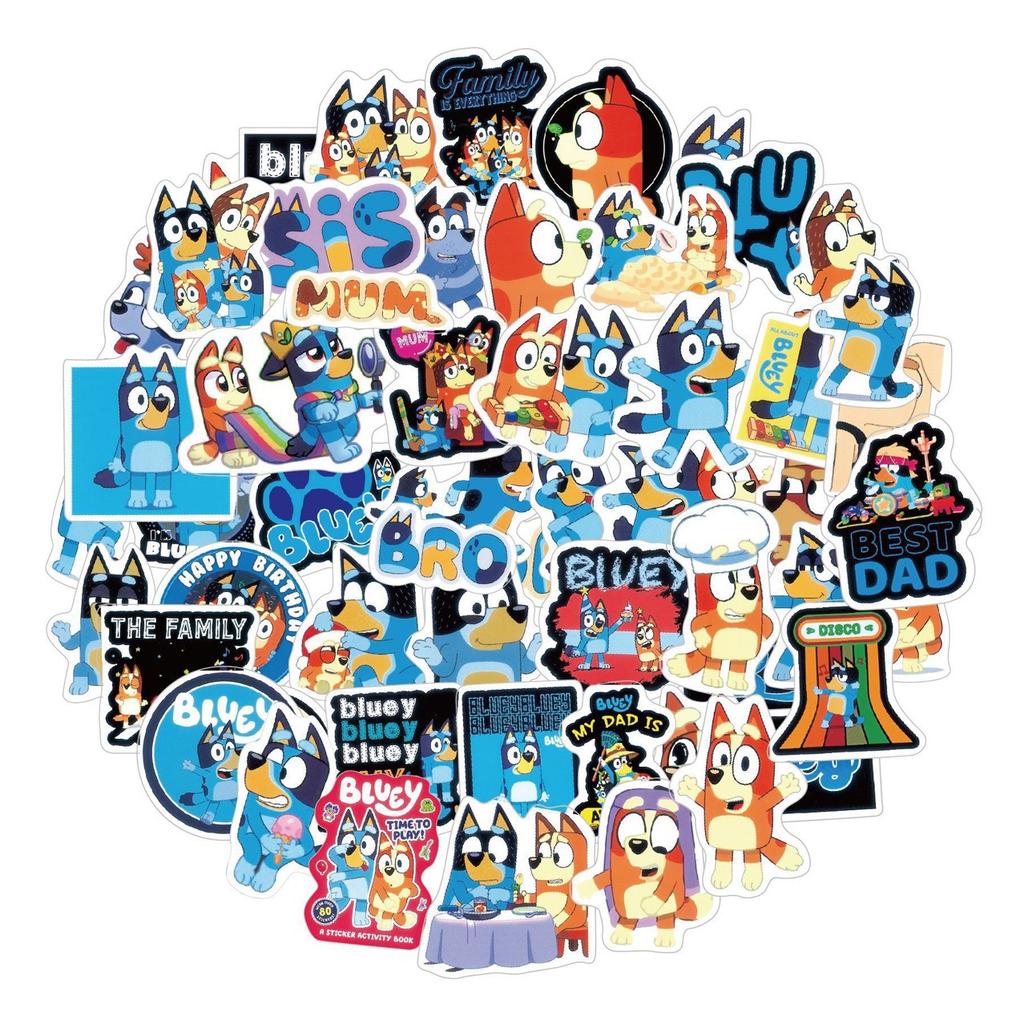Новые граффити-наклейки Bluey 55 шт. Водонепроницаемые мультяшные декоративные наклейки для телефона, скейтборда, багажа, бутылки с водой. Наборы наклеек оптом